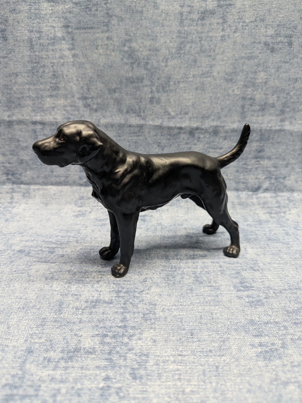 Vintage Lefton Labrador Retriever Dog Figurine Black Porcelain Japan MCM Gift
